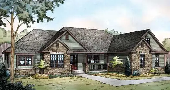 Country house plans 17-891 - front exterior, 2,283 sq ft, 3 bed, 2 bath house plans | Monster House Plans