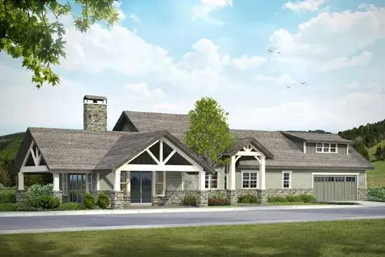 Craftsman house plans 17-894 - front exterior, 2,518 sq ft, 3 bed, 2 bath house plans | Monster House Plans