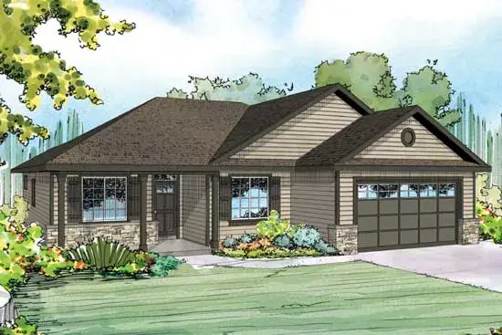 Traditional house plans 17-909 - front exterior, 1,811 sq ft, 3 bed, 2 bath house plans | Monster House Plans