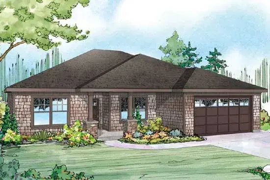 Ranch house plans 17-910 - front exterior, 1,859 sq ft, 3 bed, 2 bath house plans | Monster House Plans
