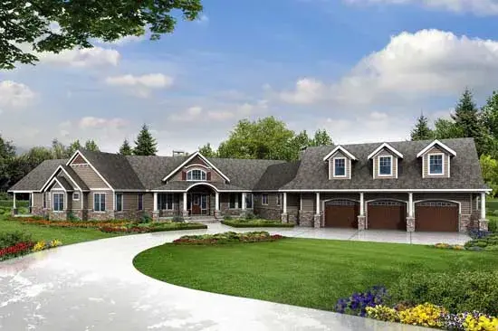 Country house plans 17-915 - front exterior, 4,568 sq ft, 3 bed, 3 bath house plans | Monster House Plans