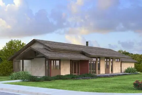 Modern house plans 17-916 - front exterior, 1,700 sq ft, 3 bed, 2 bath house plans | Monster House Plans