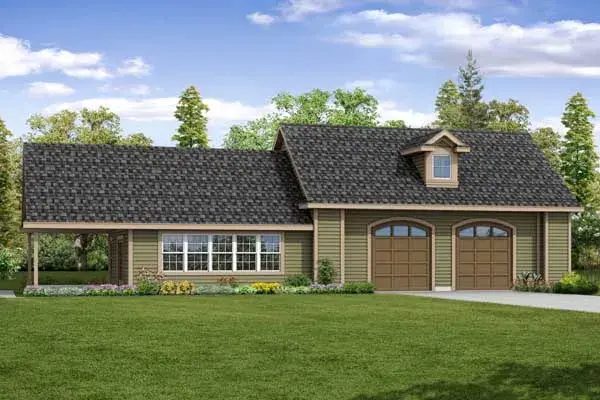 Ranch house plans 17-926 - front exterior, 1,116 sq ft, 0 bed, 1 bath house plans | Monster House Plans