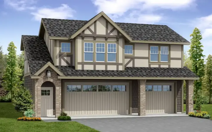 Tudor house plans 17-928 - front exterior, 798 sq ft, 1 bed, 1 bath house plans | Monster House Plans