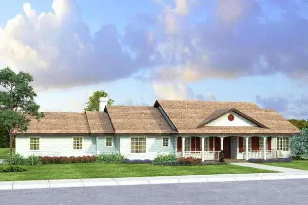 Ranch house plans 17-933 - front exterior, 2,233 sq ft, 3 bed, 2 bath house plans | Monster House Plans