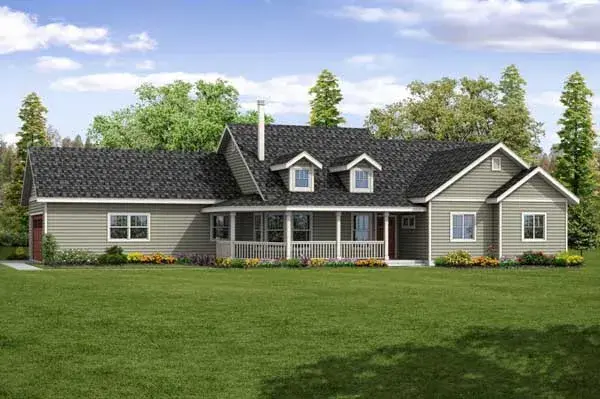 Ranch house plans 17-939 - front exterior, 1,786 sq ft, 3 bed, 2 bath house plans | Monster House Plans