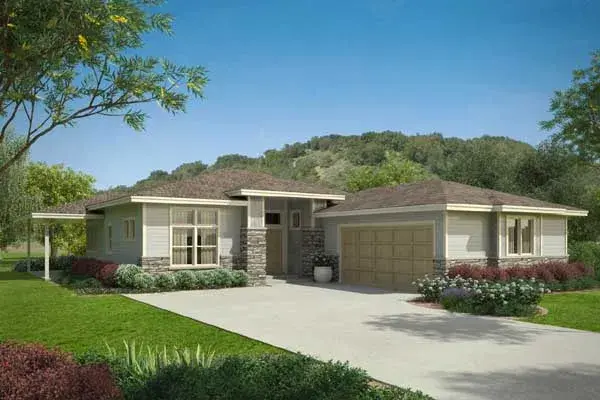 Prairie house plans 17-941 - front exterior, 2,294 sq ft, 3 bed, 2 bath house plans | Monster House Plans