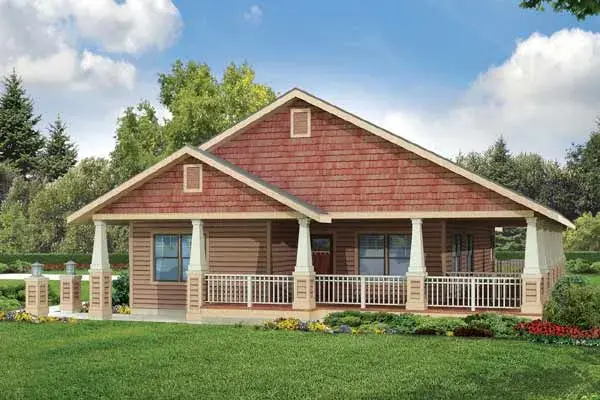 Craftsman house plans 17-968 - front exterior, 1,685 sq ft, 3 bed, 2 bath house plans | Monster House Plans