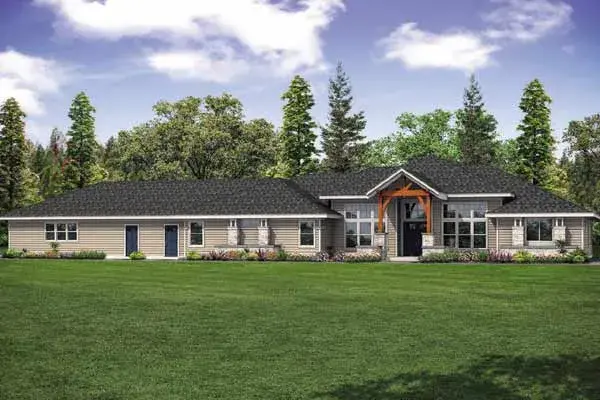 Contemporary house plans 17-971 - front exterior, 3,413 sq ft, 3 bed, 3 bath house plans | Monster House Plans