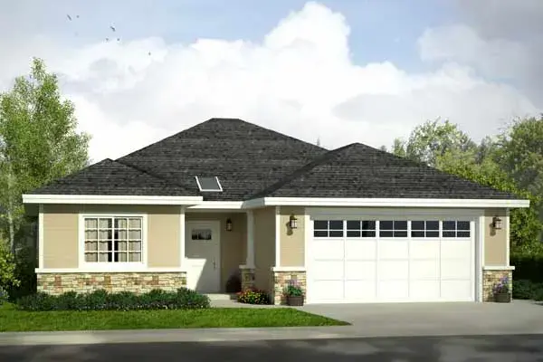 Traditional house plans 17-972 - front exterior, 1,497 sq ft, 3 bed, 2 bath house plans | Monster House Plans