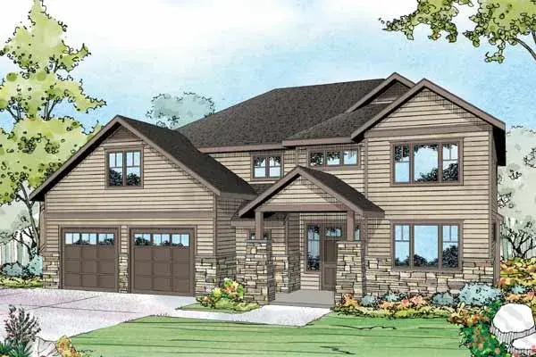 Craftsman house plans 17-973 - front exterior, 2,689 sq ft, 3 bed, 2 bath house plans | Monster House Plans