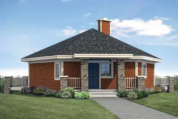 Cottage house plans 17-987 - front exterior, 1,999 sq ft, 1 bed, 1 bath house plans | Monster House Plans