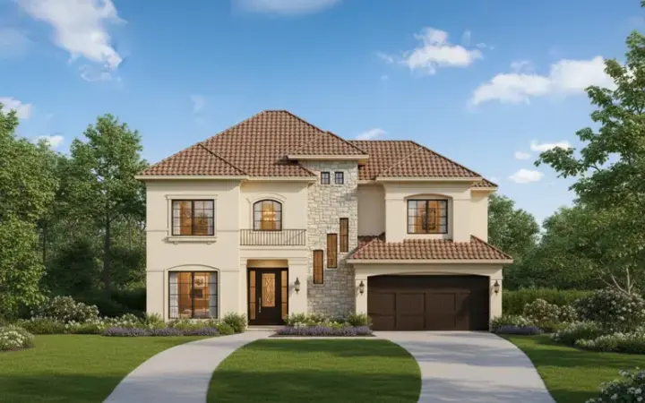 Tuscan house plans 19-1001 - front exterior, 4,169 sq ft, 5 bed, 4 bath house plans | Monster House Plans