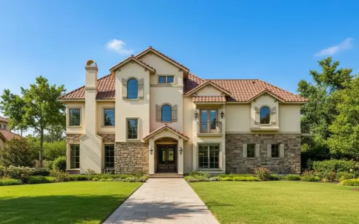 Mediterranean house plans 19-1003 - front exterior, 3,267 sq ft, 3 bed, 3 bath house plans | Monster House Plans