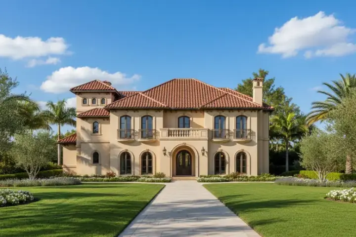 Mediterranean house plans 19-1015 - front exterior, 5,517 sq ft, 4 bed, 3 bath house plans | Monster House Plans