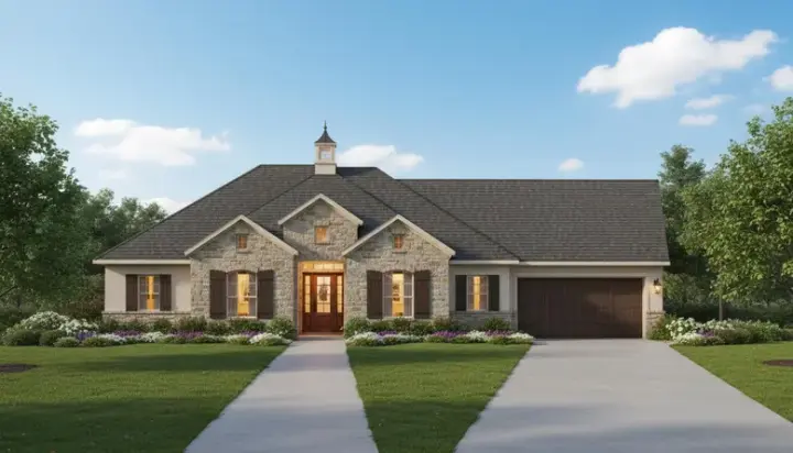 French Country house plans 19-1022 - front exterior, 2,410 sq ft, 4 bed, 2 bath house plans | Monster House Plans