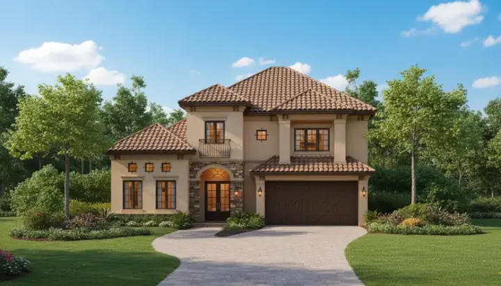 Mediterranean house plans 19-1037 - front exterior, 3,462 sq ft, 3 bed, 2 bath house plans | Monster House Plans