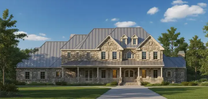 Country house plans 19-1038 - front exterior, 5,535 sq ft, 5 bed, 5 bath house plans | Monster House Plans