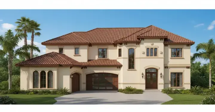 Mediterranean house plans 19-1084 - front exterior, 4,335 sq ft, 4 bed, 3 bath house plans | Monster House Plans