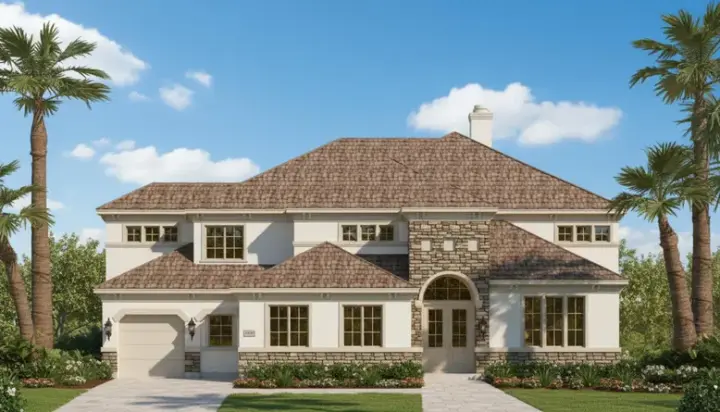 Tuscan house plans 19-1085 - front exterior, 4,688 sq ft, 5 bed, 4 bath house plans | Monster House Plans