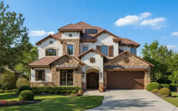Tuscan house plans 19-1087 - front exterior, 4,594 sq ft, 5 bed, 4 bath house plans | Monster House Plans
