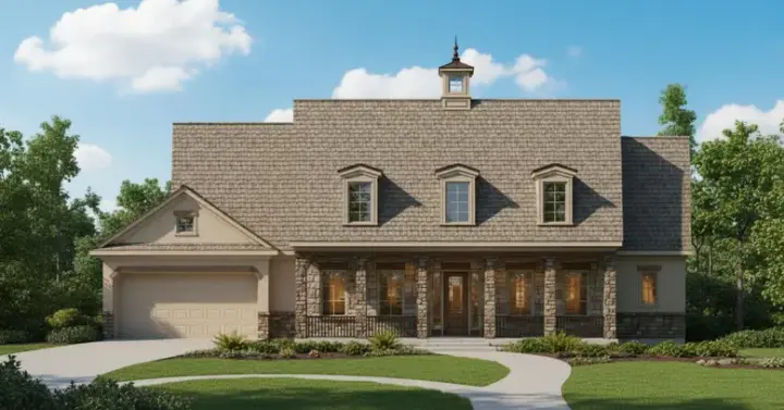 French Country house plans 19-1090 - front exterior, 4,056 sq ft, 5 bed, 3 bath house plans | Monster House Plans