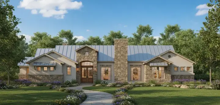 Tuscan house plans 19-1098 - front exterior, 3,918 sq ft, 4 bed, 4 bath house plans | Monster House Plans