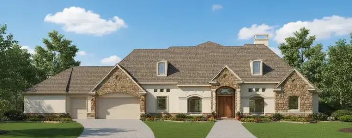 Traditional house plans 19-1120 - front exterior, 4,677 sq ft, 4 bed, 4 bath house plans | Monster House Plans