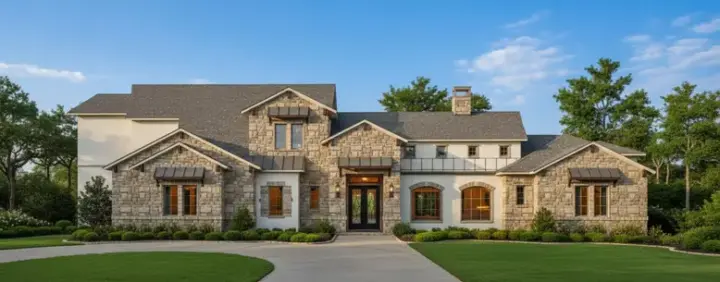 Tuscan house plans 19-1127 - front exterior, 4,136 sq ft, 3 bed, 3 bath house plans | Monster House Plans