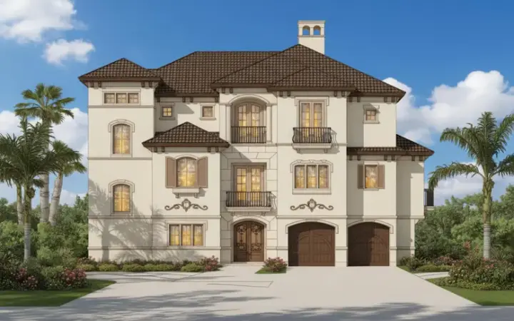 Coastal house plans 19-1140 - front exterior, 3,898 sq ft, 4 bed, 3 bath house plans | Monster House Plans