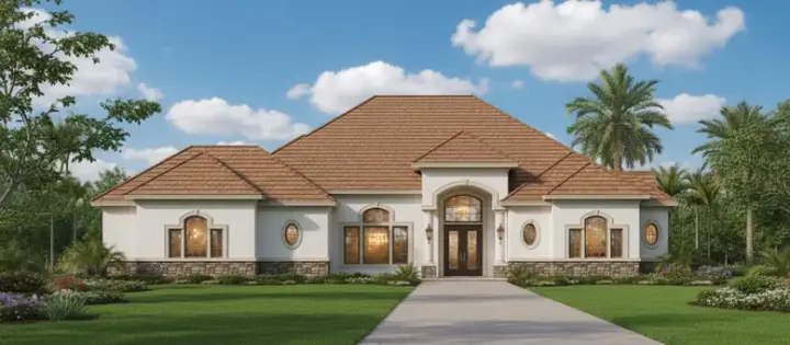 Traditional house plans 19-1147 - front exterior, 3,440 sq ft, 3 bed, 3 bath house plans | Monster House Plans