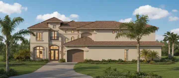 Mediterranean house plans 19-1155 - front exterior, 4,837 sq ft, 4 bed, 5 bath house plans | Monster House Plans