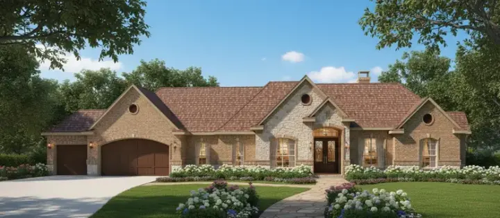 Traditional house plans 19-1160 - front exterior, 3,293 sq ft, 4 bed, 3 bath house plans | Monster House Plans