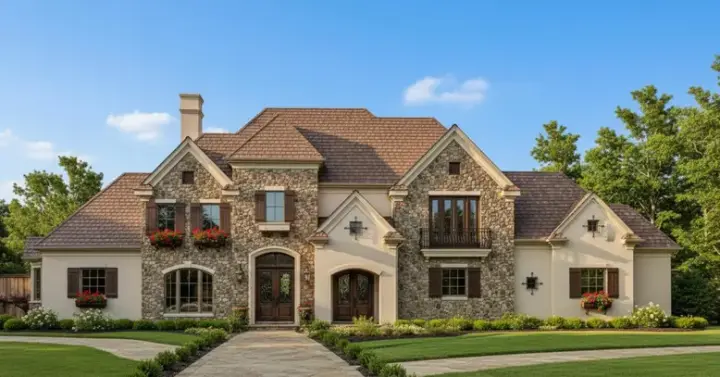 Traditional house plans 19-1161 - front exterior, 5,079 sq ft, 5 bed, 5 bath house plans | Monster House Plans