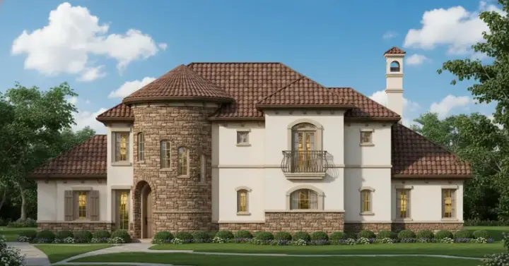 Mediterranean house plans 19-1162 - front exterior, 3,840 sq ft, 5 bed, 4 bath house plans | Monster House Plans