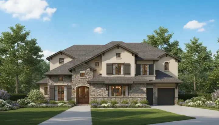 Tuscan house plans 19-1166 - front exterior, 4,114 sq ft, 4 bed, 3 bath house plans | Monster House Plans