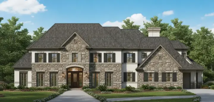 Traditional house plans 19-1168 - front exterior, 5,524 sq ft, 6 bed, 5 bath house plans | Monster House Plans