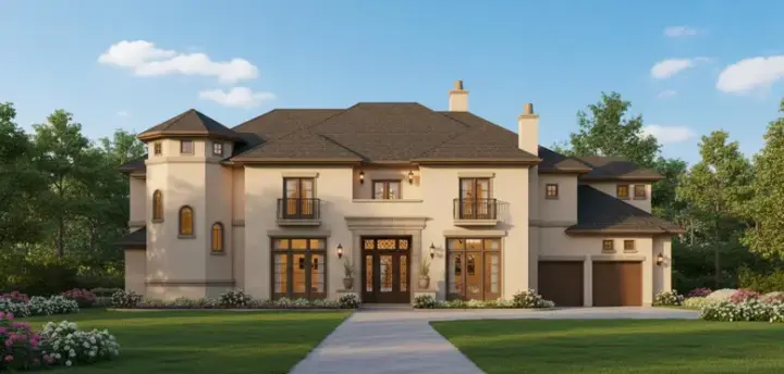 Mediterranean house plans 19-1169 - front exterior, 7,397 sq ft, 5 bed, 5 bath house plans | Monster House Plans