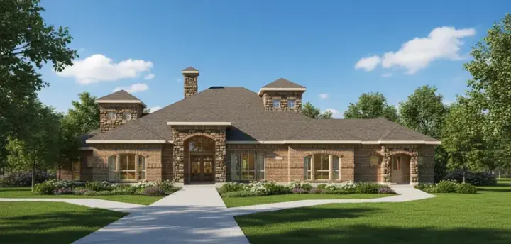 Mediterranean house plans 19-1174 - front exterior, 3,255 sq ft, 4 bed, 3 bath house plans | Monster House Plans