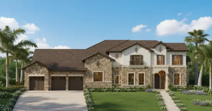 Tuscan house plans 19-1178 - front exterior, 4,138 sq ft, 5 bed, 4 bath house plans | Monster House Plans