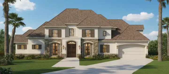 Mediterranean house plans 19-1183 - front exterior, 4,494 sq ft, 5 bed, 5 bath house plans | Monster House Plans