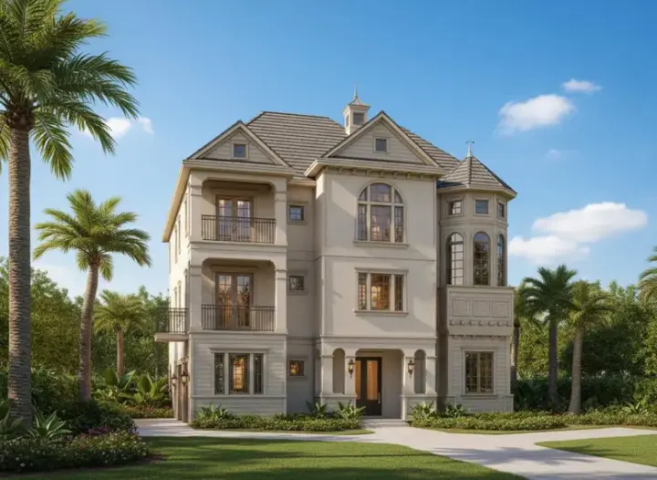 Coastal house plans 19-1184 - front exterior, 2,811 sq ft, 4 bed, 3 bath house plans | Monster House Plans
