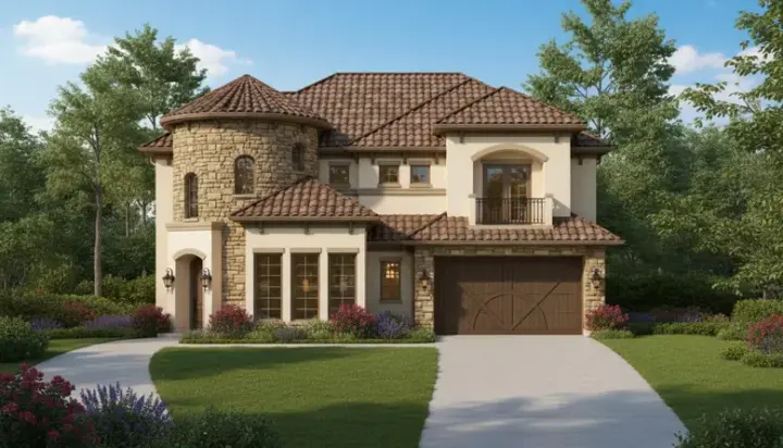 French Country house plans 19-1191 - front exterior, 4,392 sq ft, 4 bed, 4 bath house plans | Monster House Plans