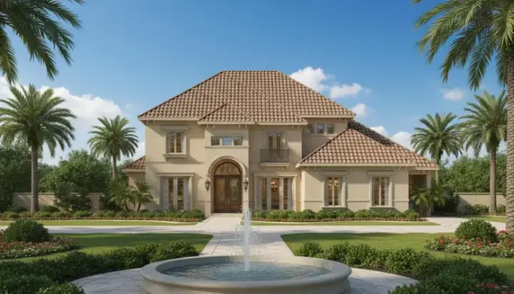 Mediterranean house plans 19-1198 - front exterior, 4,099 sq ft, 5 bed, 4 bath house plans | Monster House Plans