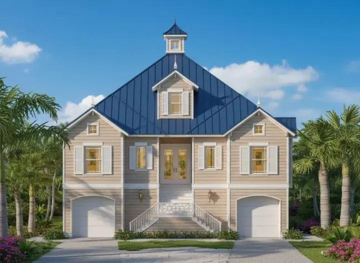 Coastal house plans 19-1200 - front exterior, 3,101 sq ft, 3 bed, 4 bath house plans | Monster House Plans