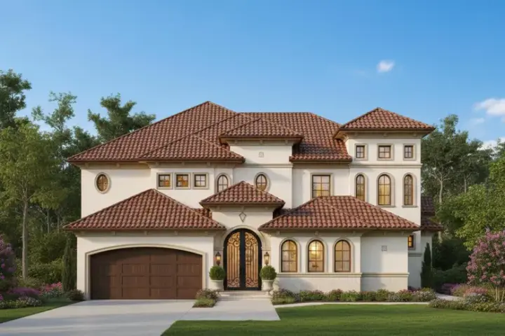 European house plans 19-1210 - front exterior, 5,115 sq ft, 5 bed, 5 bath house plans | Monster House Plans