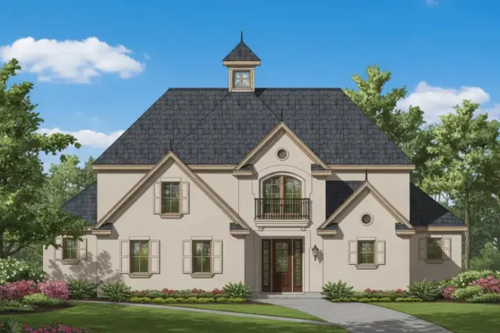 European house plans 19-1213 - front exterior, 3,429 sq ft, 4 bed, 3 bath house plans | Monster House Plans