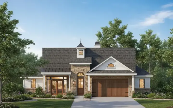 European house plans 19-1222 - front exterior, 2,706 sq ft, 3 bed, 3 bath house plans | Monster House Plans