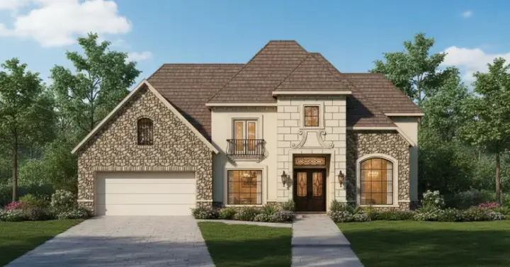 French Country house plans 19-1226 - front exterior, 4,712 sq ft, 4 bed, 4 bath house plans | Monster House Plans