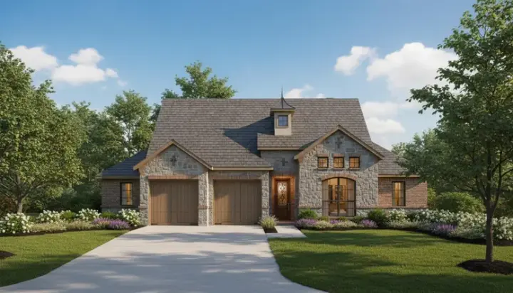 European house plans 19-1229 - front exterior, 2,522 sq ft, 3 bed, 3 bath house plans | Monster House Plans